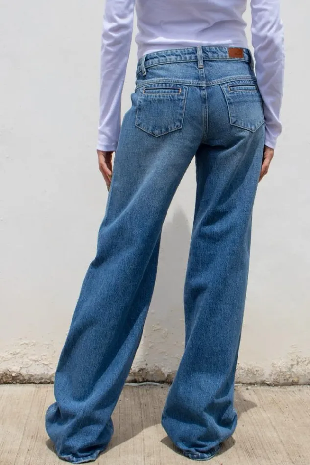 Low Waist Straight Jeans Women Subdued Denim