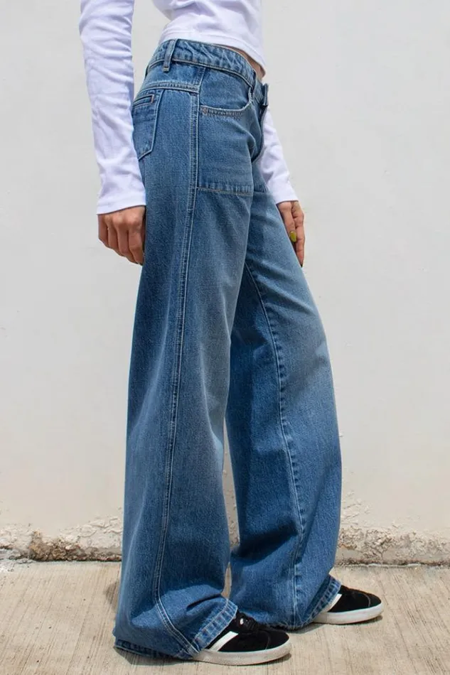 Low Waist Straight Jeans Women Subdued Denim