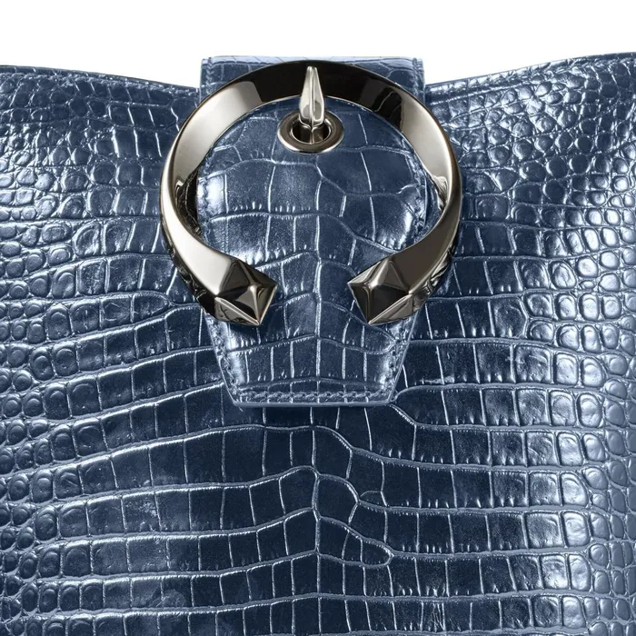 Madeline Bucket Denim CrocEmbossed Leather Bucket Handbag With Metal Buckle Denim Women JIMMY CHOO Bucket Bags