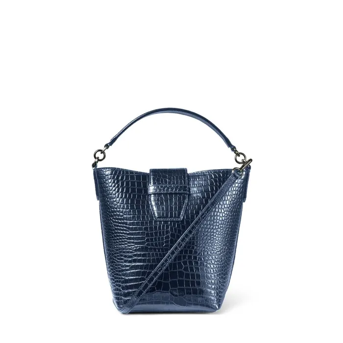 Madeline Bucket Denim CrocEmbossed Leather Bucket Handbag With Metal Buckle Denim Women JIMMY CHOO Bucket Bags