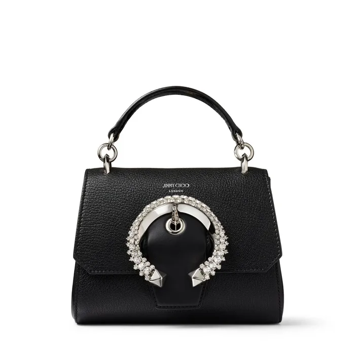 Madeline Top Handle S Black Goat Calf Leather Top Handle Bag With Crystal Buckle Black Women JIMMY CHOO Top Handle Bags Madeline Top Handle S Black Goat Calf Leather Top Handle Bag With Crystal Buckle Black Women JIMMY CHOO Top Handle Bags