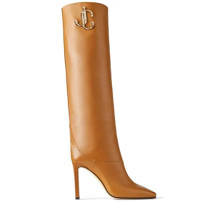 Mahesa 100 Cuoio Calf Leather Knee High Boots With Jc Emblem Cuoio Women JIMMY CHOO Boots Mahesa 100 Cuoio Calf Leather Knee High Boots With Jc Emblem Cuoio Women JIMMY CHOO Boots