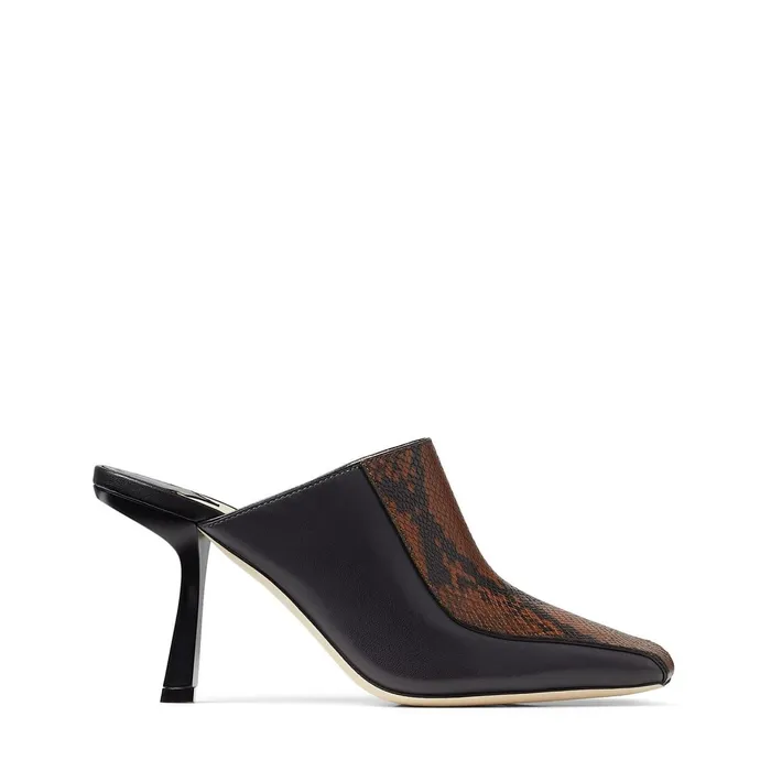 Marcel 85 Scoop Heel Mules In Black Snake Printed Leather Cuoio Calf Leather And Dusk Kid Leather Blackcuoiodusk Women JIMMY CHOO Pumps Marcel 85 Scoop Heel Mules In Black Snake Printed Leather Cuoio Calf Leather And Dusk Kid Leather Blackcuoiodusk Women JIMMY CHOO Pumps
