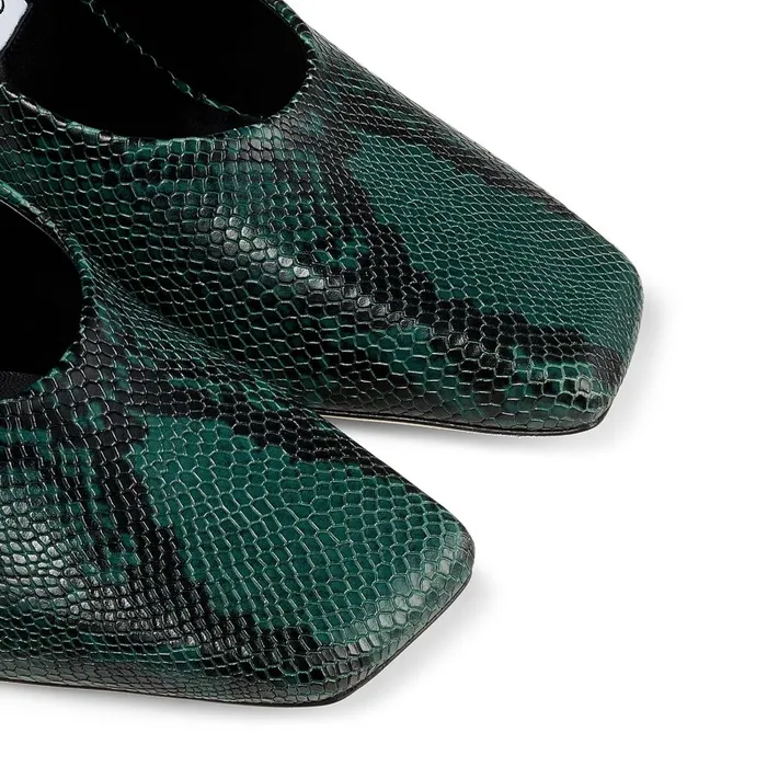 Marcela 85 Dark Moss Snake Printed Leather Scoop Heel Pumps Dark Moss Women JIMMY CHOO Pumps