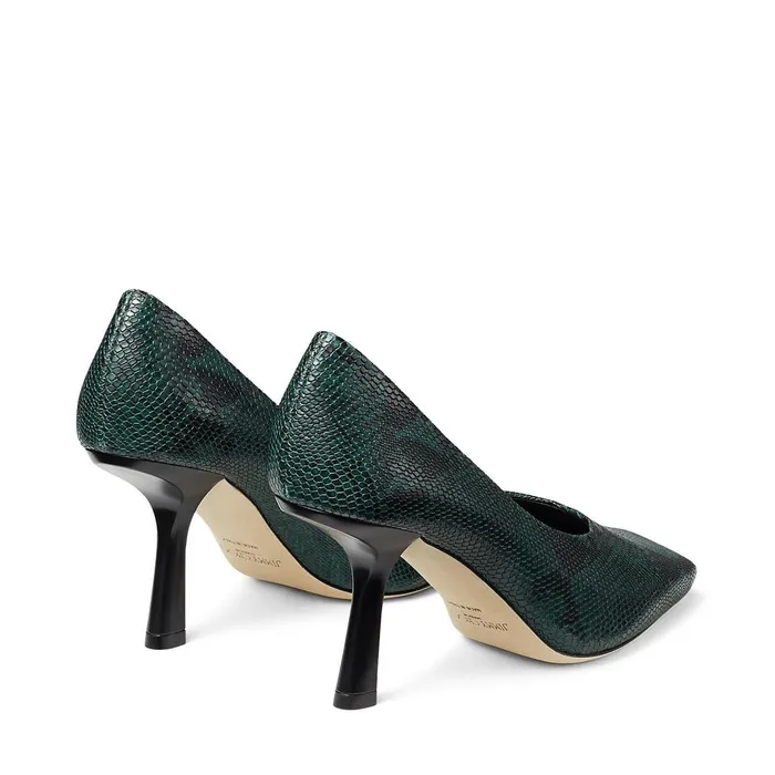 Marcela 85 Dark Moss Snake Printed Leather Scoop Heel Pumps Dark Moss Women JIMMY CHOO Pumps
