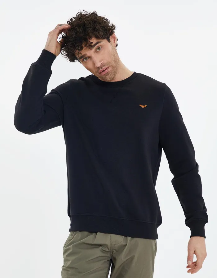 Men Black and Khaki Crew Neck Sweatshirts 2 Pack Black and Khaki Threadbare Sweatshirts