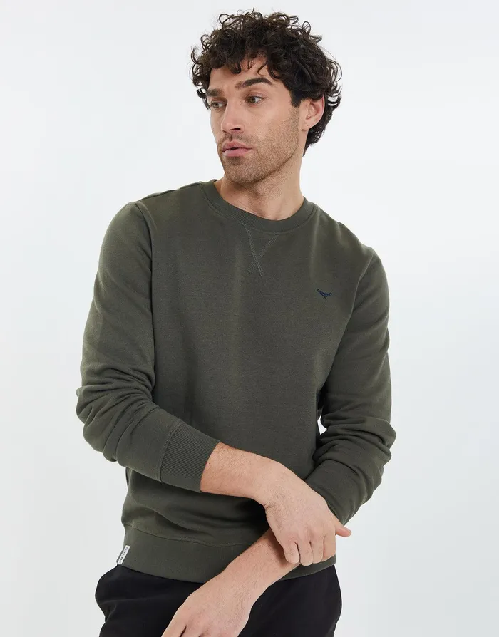 Men Black and Khaki Crew Neck Sweatshirts 2 Pack Black and Khaki Threadbare Sweatshirts