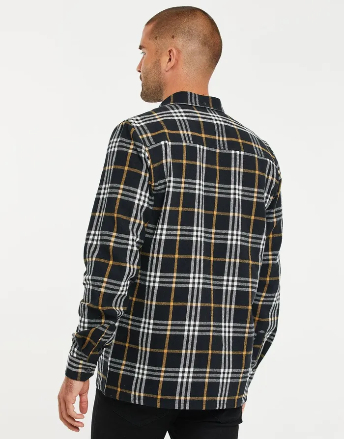Men Black Check Long Sleeve Shirt Black Threadbare Shirts Men Black Check Long Sleeve Shirt Black Threadbare Shirts