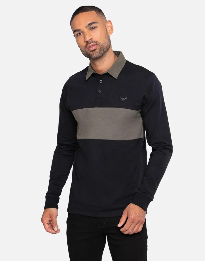Men Black Cotton Rugby Shirt Black Threadbare Rugby Shirts