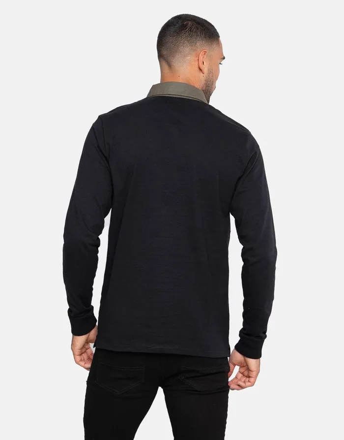 Men Black Cotton Rugby Shirt Black Threadbare Rugby Shirts Men Black Cotton Rugby Shirt Black Threadbare Rugby Shirts