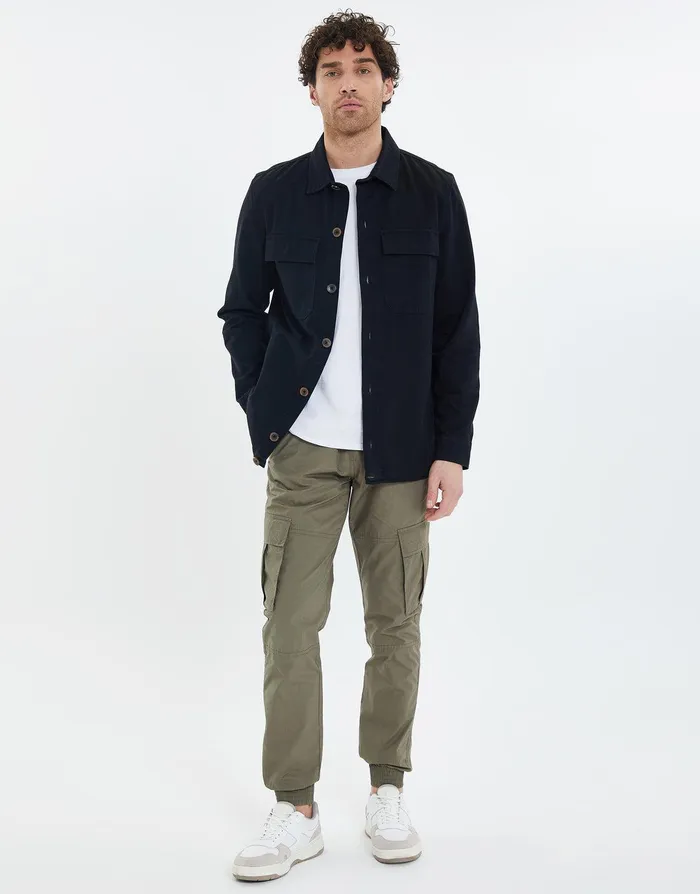 Men Black Cotton Shacket Black Threadbare Jacket and Coats Men Black Cotton Shacket Black Threadbare Jacket and Coats