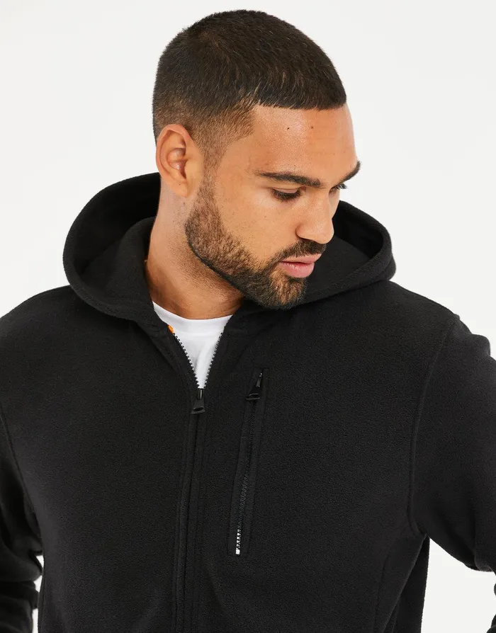Men Black Fitness Fleece ZipThrough Hoodie Black Threadbare Hoodies Men Black Fitness Fleece ZipThrough Hoodie Black Threadbare Hoodies