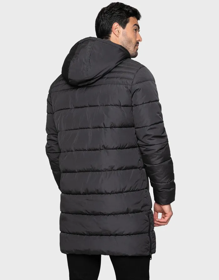 Men Black Hooded Longline Puffer Jacket Black Threadbare Jacket and Coats Men Black Hooded Longline Puffer Jacket Black Threadbare Jacket and Coats