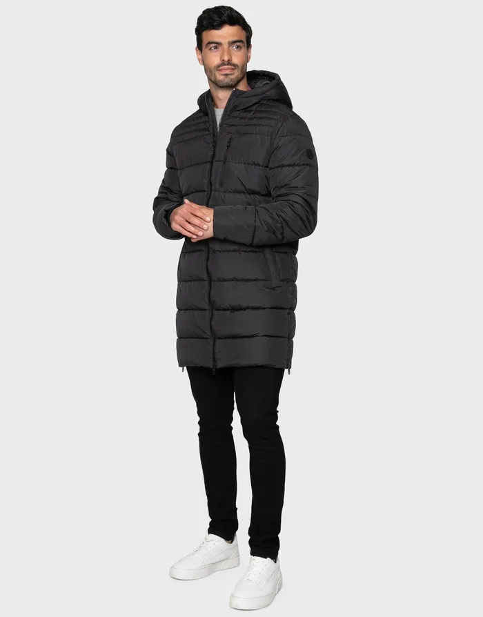 Men Black Hooded Longline Puffer Jacket Black Threadbare Jacket and Coats Men Black Hooded Longline Puffer Jacket Black Threadbare Jacket and Coats