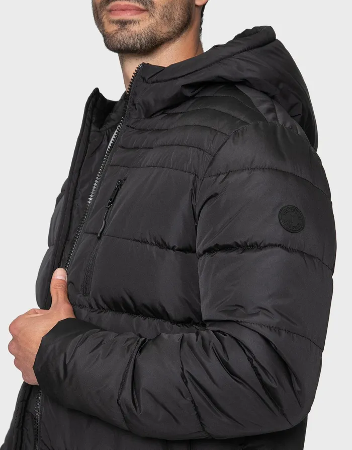 Men Black Hooded Longline Puffer Jacket Black Threadbare Jacket and Coats Men Black Hooded Longline Puffer Jacket Black Threadbare Jacket and Coats