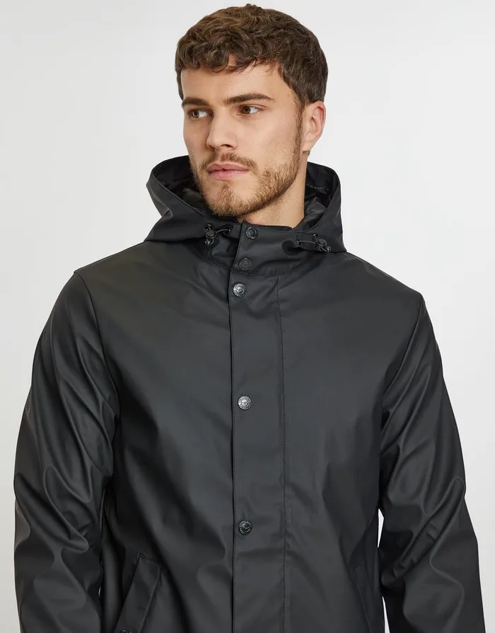 Men Black Hooded Showerproof Mac Black Threadbare Jacket and Coats Men Black Hooded Showerproof Mac Black Threadbare Jacket and Coats
