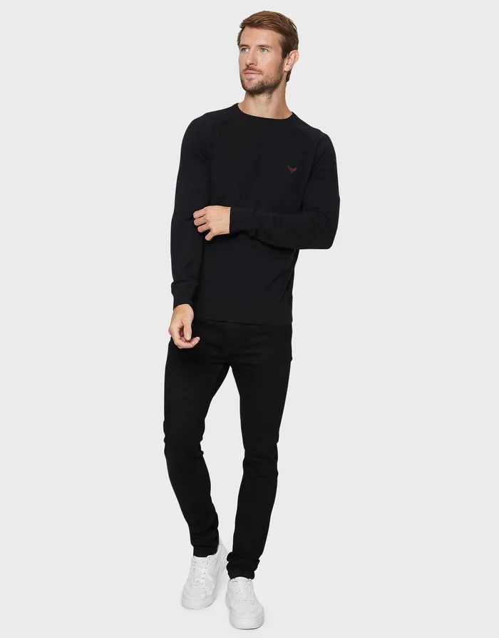 Men Black Knitted Jumper Jet Black Threadbare Knitwear Men Black Knitted Jumper Jet Black Threadbare Knitwear