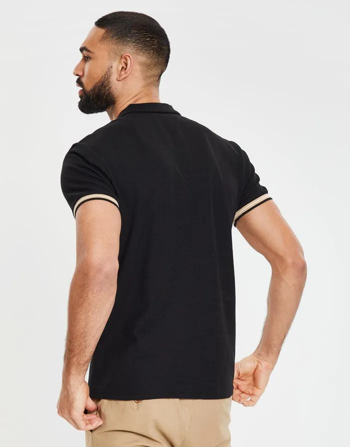 Men Black Rib Collar Classic Polo Shirt Black Threadbare Polo Shirts Men Black Rib Collar Classic Polo Shirt Black Threadbare Polo Shirts