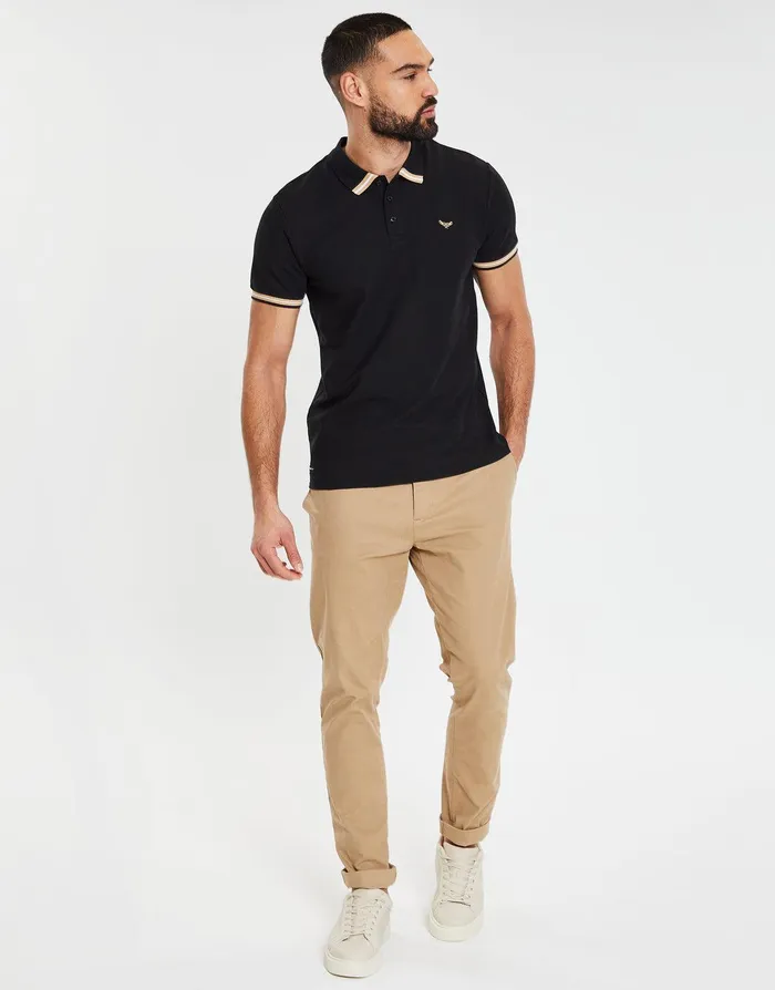 Men Black Rib Collar Classic Polo Shirt Black Threadbare Polo Shirts Men Black Rib Collar Classic Polo Shirt Black Threadbare Polo Shirts