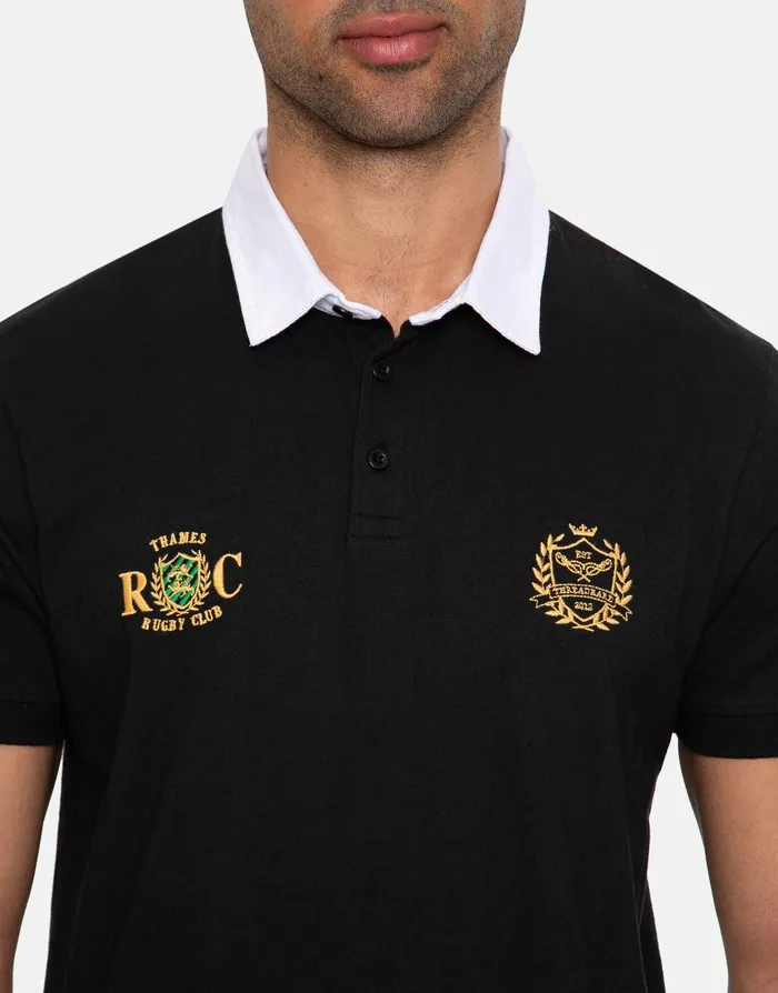 Men Black Short Sleeve Rugby Shirt Black Threadbare Rugby Shirts Men Black Short Sleeve Rugby Shirt Black Threadbare Rugby Shirts