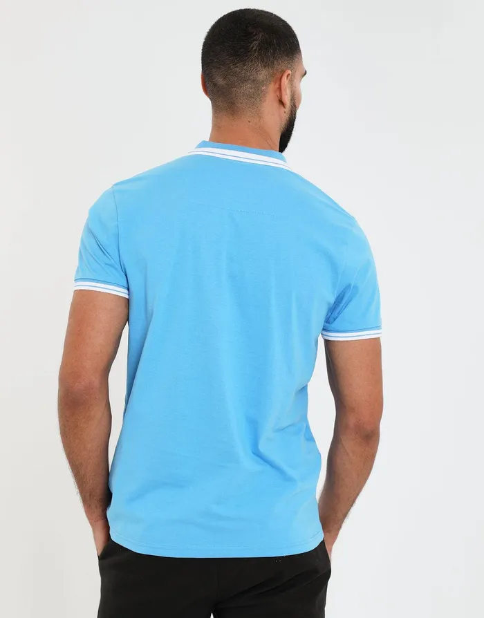 Men Blue Branded Rib Collar Polo Shirt Blue Threadbare Polo Shirts Men Blue Branded Rib Collar Polo Shirt Blue Threadbare Polo Shirts