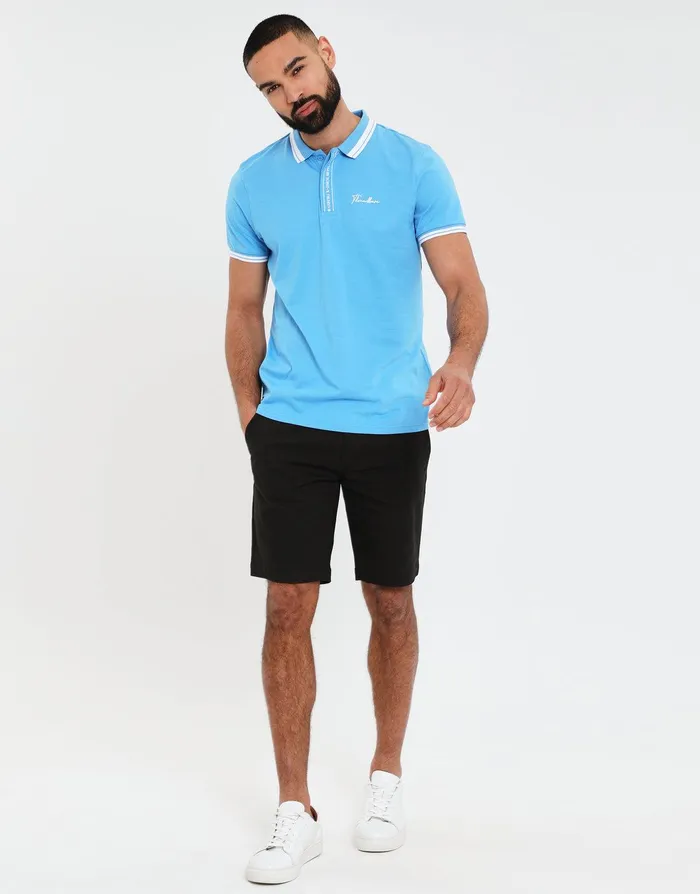 Men Blue Branded Rib Collar Polo Shirt Blue Threadbare Polo Shirts Men Blue Branded Rib Collar Polo Shirt Blue Threadbare Polo Shirts