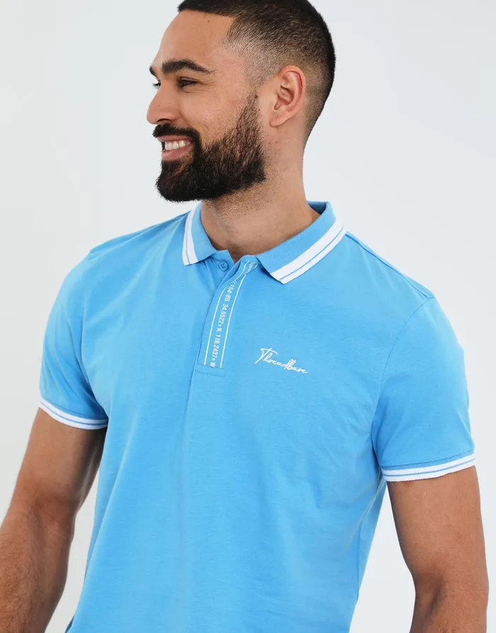 Men Blue Branded Rib Collar Polo Shirt Blue Threadbare Polo Shirts Men Blue Branded Rib Collar Polo Shirt Blue Threadbare Polo Shirts