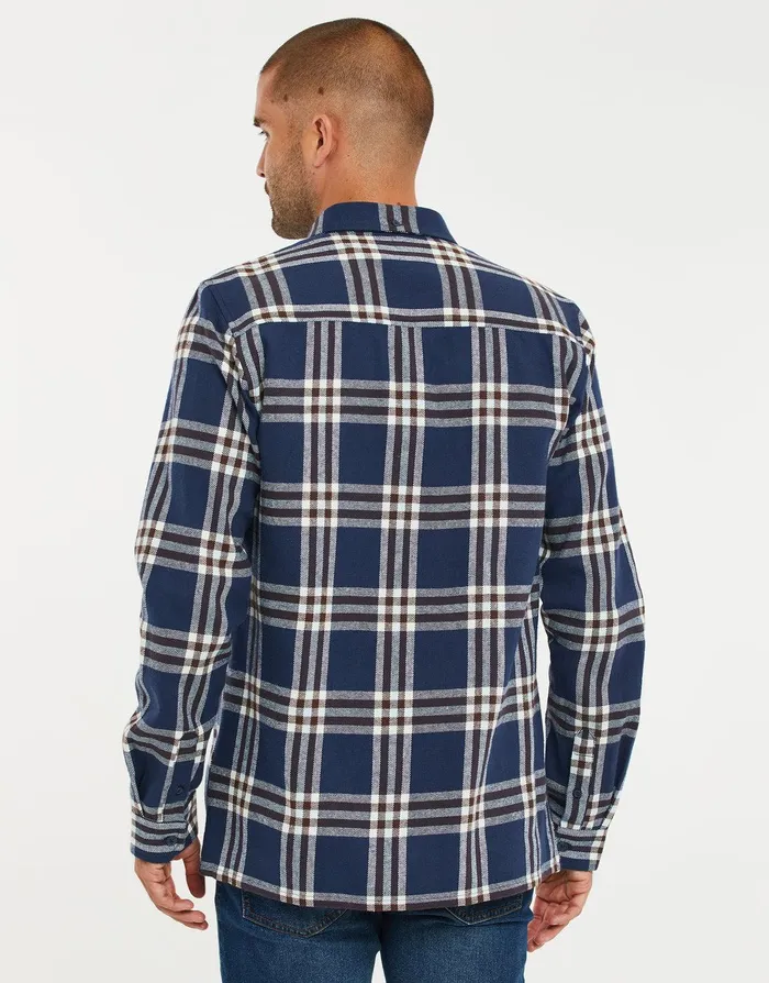 Men Blue Check Long Sleeve Shirt Blue Threadbare Shirts Men Blue Check Long Sleeve Shirt Blue Threadbare Shirts