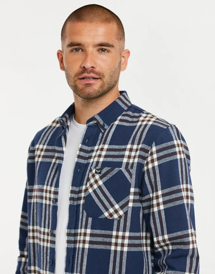 Men Blue Check Long Sleeve Shirt Blue Threadbare Shirts Men Blue Check Long Sleeve Shirt Blue Threadbare Shirts