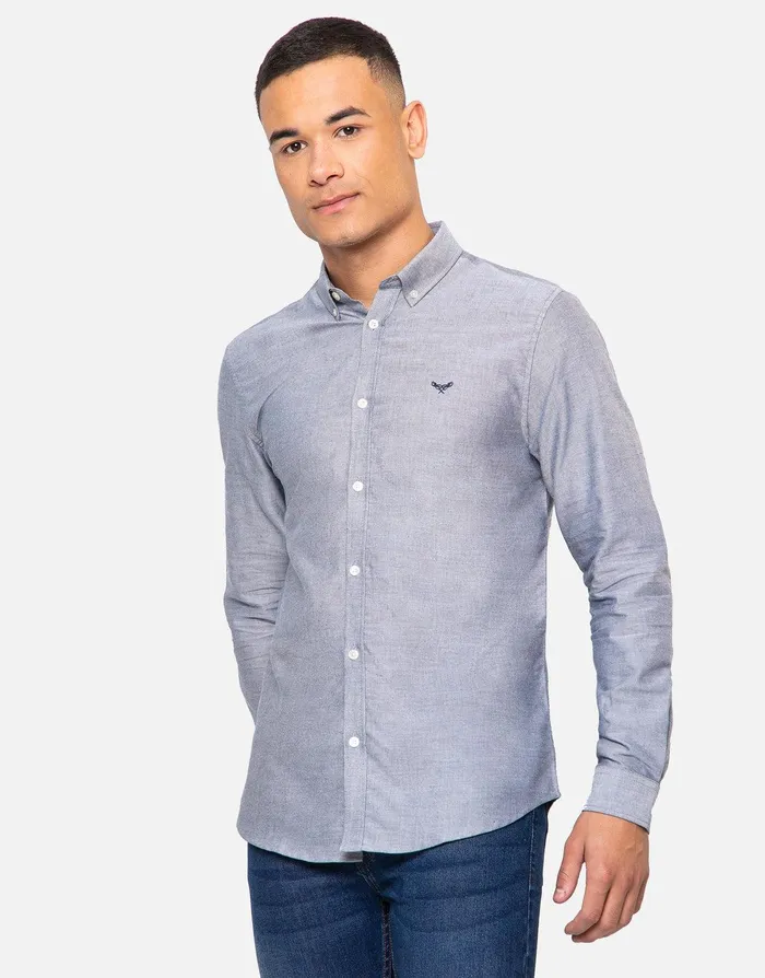 Men Blue Cotton Long Sleeve Shirt Blue Threadbare Shirts