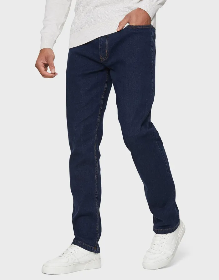 Men Blue Rinse Slim Fit Jeans Rinse Threadbare Jeans