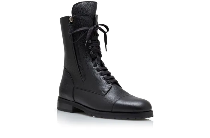 Men Boots Manolo Blahnik CAMPCHO SHEARLING Black Calf Leather Military Boots
