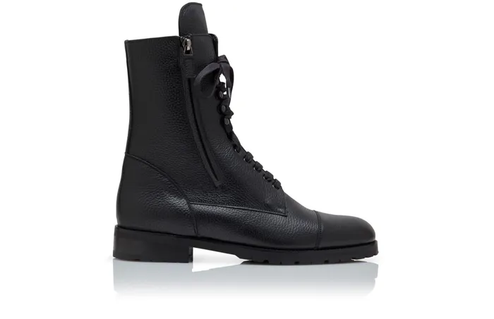 Men Boots Manolo Blahnik CAMPCHO SHEARLING Black Calf Leather Military Boots Men Boots Manolo Blahnik CAMPCHO SHEARLING Black Calf Leather Military Boots