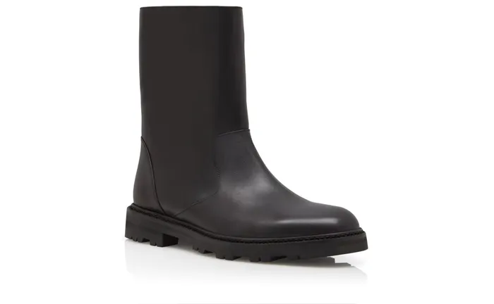 Men Boots Manolo Blahnik MOTOSO Black Calf Leather Mid Calf Boots
