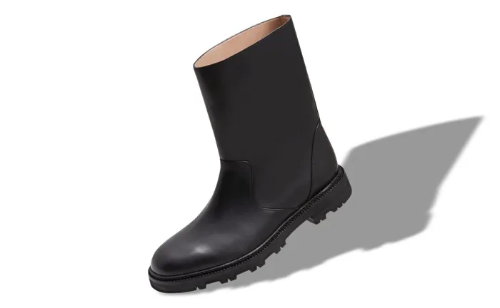 Men Boots Manolo Blahnik MOTOSO Black Calf Leather Mid Calf Boots Men Boots Manolo Blahnik MOTOSO Black Calf Leather Mid Calf Boots