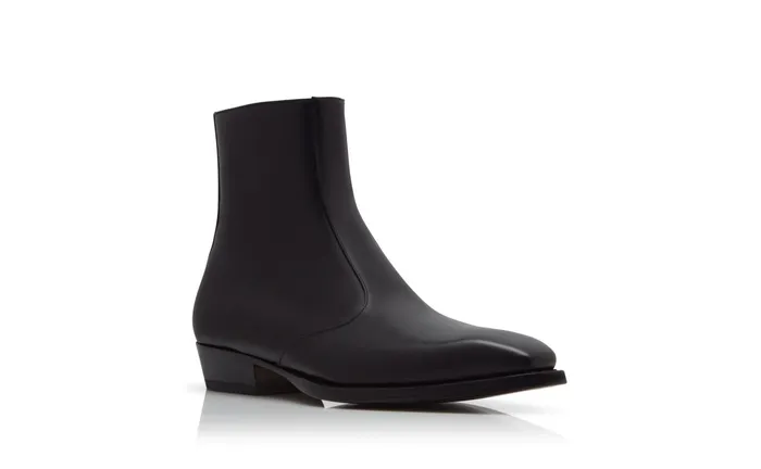 Men Boots Manolo Blahnik SLOANE Black Calf Leather Square Toe Boots