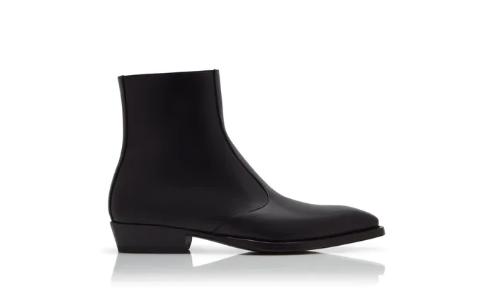 Men Boots Manolo Blahnik SLOANE Black Calf Leather Square Toe Boots