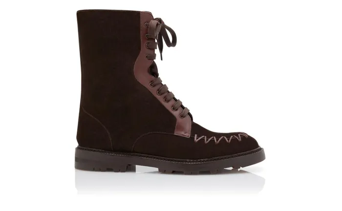 Men Boots Manolo Blahnik TOLSTAJA Dark Brown Suede Lace Up Boots Men Boots Manolo Blahnik TOLSTAJA Dark Brown Suede Lace Up Boots