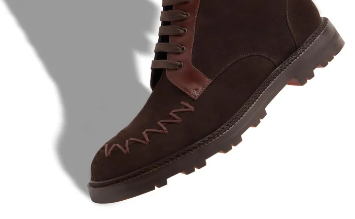 Men Boots Manolo Blahnik TOLSTAJA Dark Brown Suede Lace Up Boots Men Boots Manolo Blahnik TOLSTAJA Dark Brown Suede Lace Up Boots