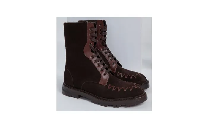 Men Boots Manolo Blahnik TOLSTAJA Dark Brown Suede Lace Up Boots Men Boots Manolo Blahnik TOLSTAJA Dark Brown Suede Lace Up Boots