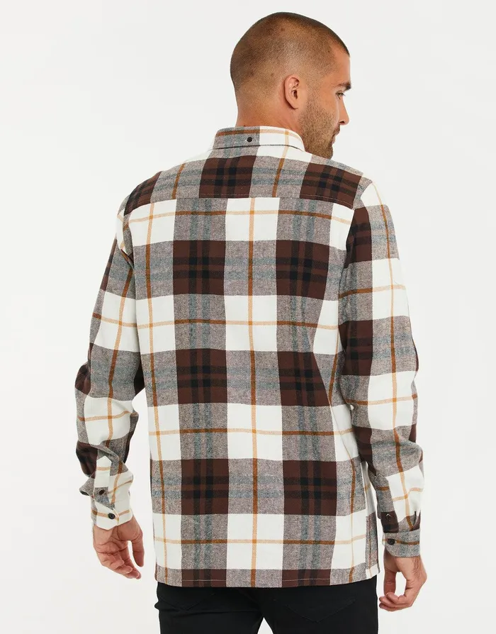 Men Brown Check Long Sleeve Shirt Brown Threadbare Shirts Men Brown Check Long Sleeve Shirt Brown Threadbare Shirts