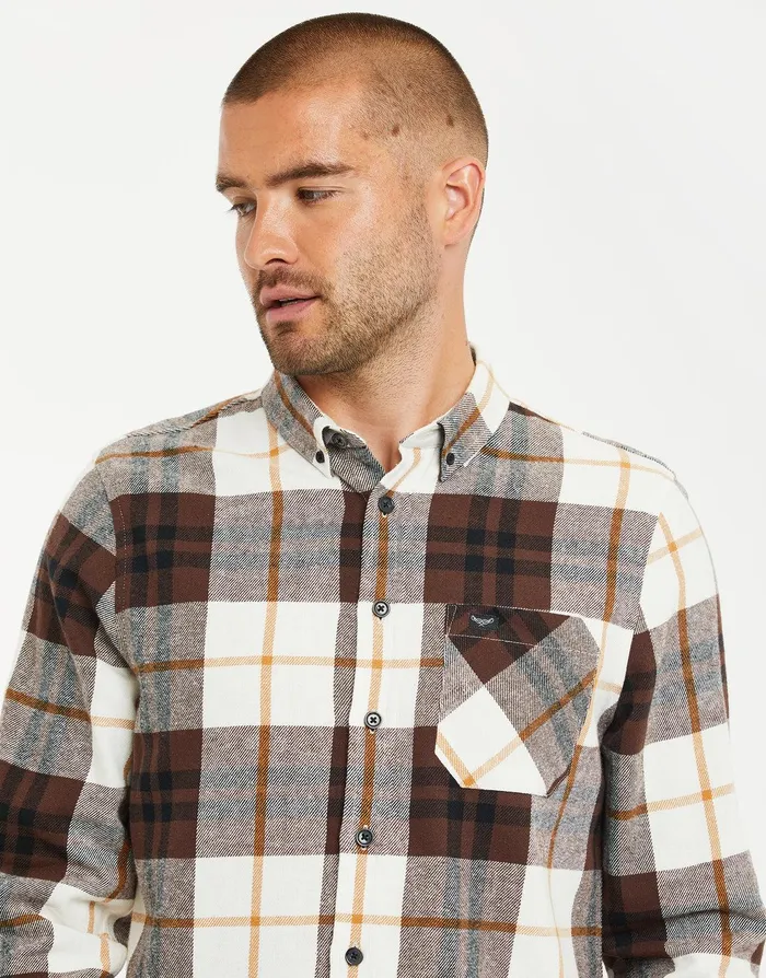 Men Brown Check Long Sleeve Shirt Brown Threadbare Shirts Men Brown Check Long Sleeve Shirt Brown Threadbare Shirts