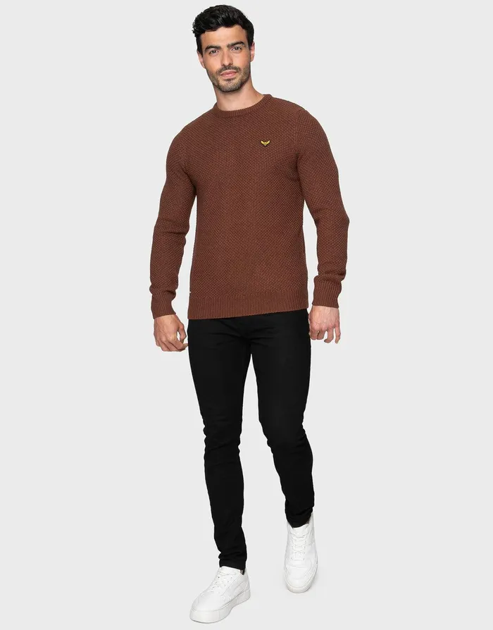 Men Brownie Crew Neck Jumper Brownie Threadbare Knitwear Men Brownie Crew Neck Jumper Brownie Threadbare Knitwear
