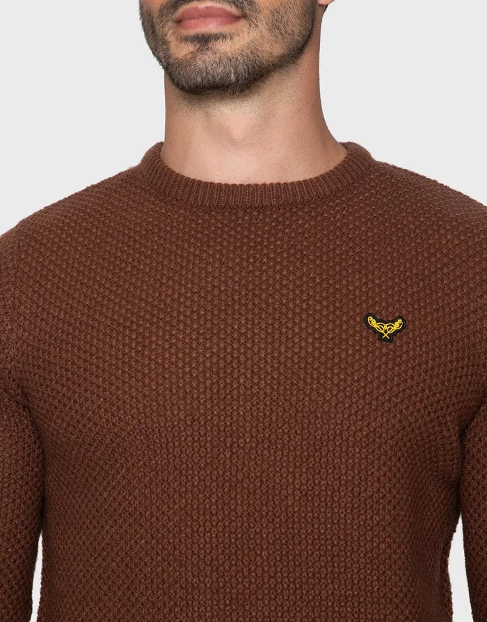 Men Brownie Crew Neck Jumper Brownie Threadbare Knitwear Men Brownie Crew Neck Jumper Brownie Threadbare Knitwear