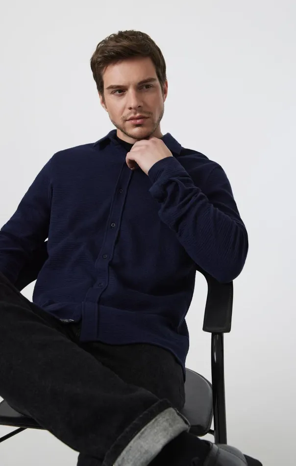 Men ButtonUp Long Sleeve Shirt In Maritime Blue Mavi Jeans Shirts Men ButtonUp Long Sleeve Shirt In Maritime Blue Mavi Jeans Shirts