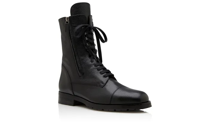 Men Casual Manolo Blahnik CAMPCHOSH Black Deer Leather LaceUp Boots