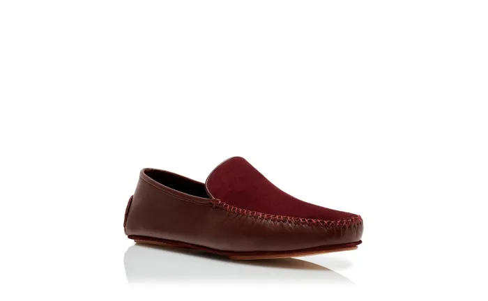 Men Casual Manolo Blahnik MAYFAIR Burgundy Nappa Leather And Suede Driving Shoes Men Casual Manolo Blahnik MAYFAIR Burgundy Nappa Leather And Suede Driving Shoes