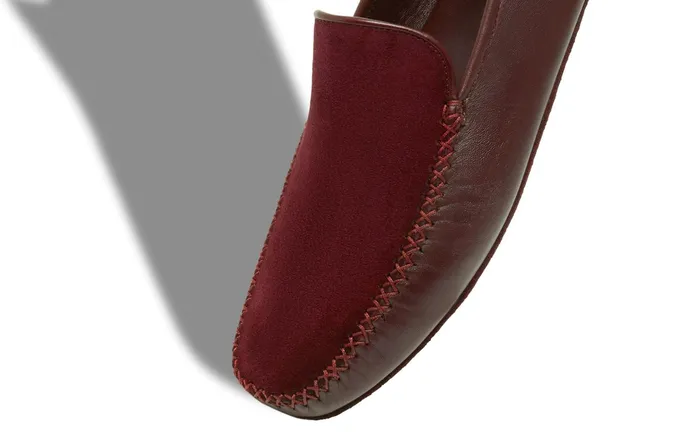 Men Casual Manolo Blahnik MAYFAIR Burgundy Nappa Leather And Suede Driving Shoes Men Casual Manolo Blahnik MAYFAIR Burgundy Nappa Leather And Suede Driving Shoes