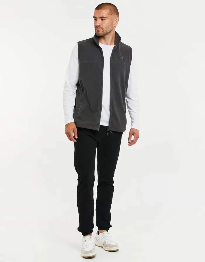 Men Charcoal Fitness Fleece Gilet Charcoal Threadbare Gilets Men Charcoal Fitness Fleece Gilet Charcoal Threadbare Gilets