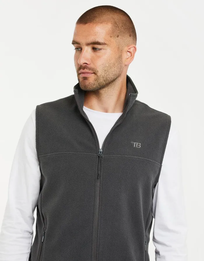 Men Charcoal Fitness Fleece Gilet Charcoal Threadbare Gilets Men Charcoal Fitness Fleece Gilet Charcoal Threadbare Gilets